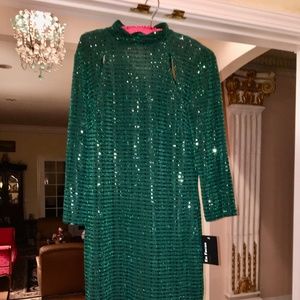 Emerald green glittery cocktails dress